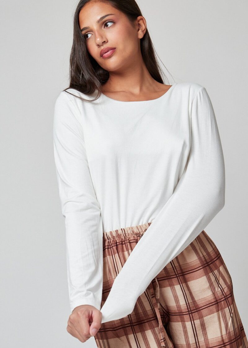 Camiseta Chester básica de manga larga en varios colores, estilo casual versátil para mujer